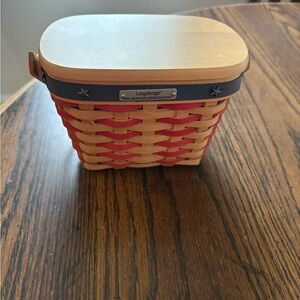 Longaberger Red and Tan Basket with Lid